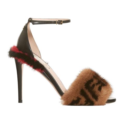 fendi logo fur sandals|Fendi logo wedge sandals.